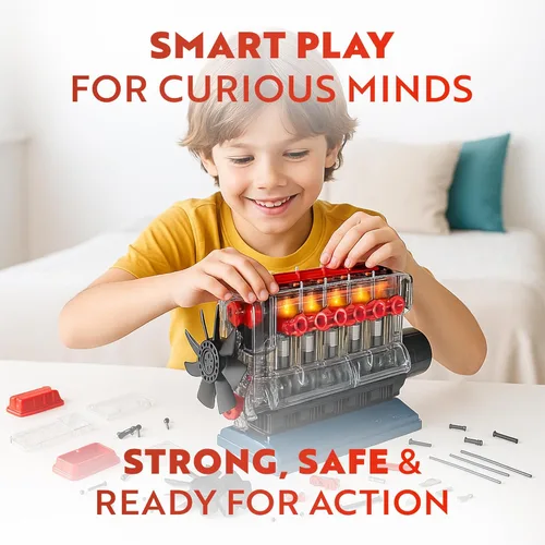 Miniatura 5 de Playz Kit de modelo de motor en línea 6: construye tu propio motor STEM en línea 6 pequeño que funciona para adultos y niños de 10 a 12 años, kit
