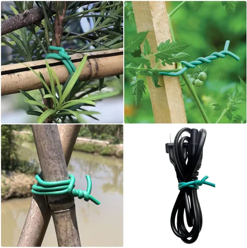 Miniatura 2 de Alambre suave para plantas, lazos de goma reutilizables de 49.2 pies, alambre de jardín resistente para plantas, amarre de plantas de giro suave