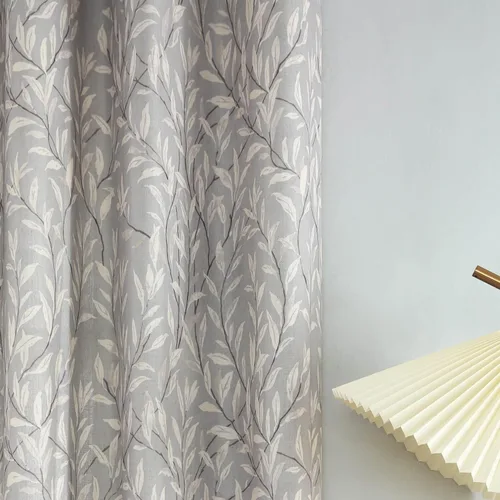 Miniatura 15 de VOGOL Cortinas de dormitorio con estampado de pájaros, paneles de ventana con ojales florales que oscurecen la habitación, cortinas de lino Morado