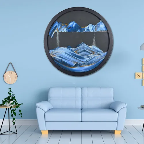 Arte de arena en movimiento para montaje en pared, escultura giratoria de 17.3 pulgadas para montar en la pared, paisaje de arena de mar profundo