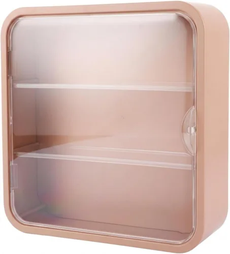 Miniatura 8 de Vitrina en miniatura para figuras coleccionables, caja transparente con estantes, organizador de plástico montado en la pared o en el escritorio