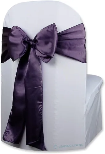 Miniatura 18 de Funda de satén para silla con lazo – Elegantes fajas para bodas, banquetes, recepciones, eventos especiales, restaurantes y fiestas – 28 opciones