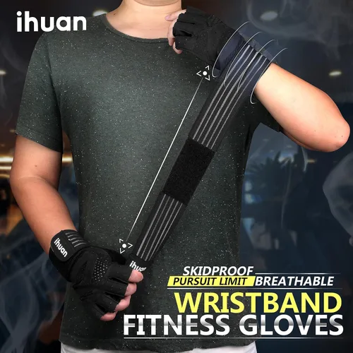 Miniatura 5 de ihuan - Guantes de entrenamiento con ventilación, unisex, protección completa de la palma de la mano; para levantamiento de pesas, entrenamiento