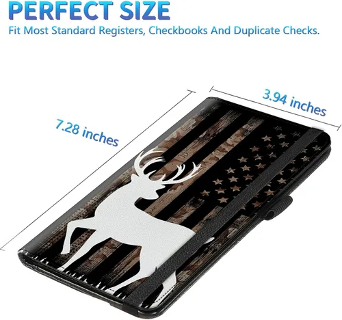 Miniatura 29 de Funda para chequera para hombres y mujeres, cartera de cuero RFID con ranuras para tarjetas de crédito, soporte de cheques duplicados personales