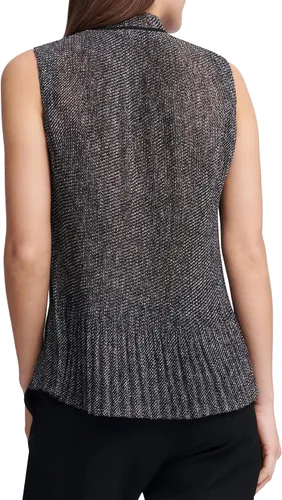 Miniatura 3 de DKNY Top plisado sin mangas para mujer con cuello de lazo