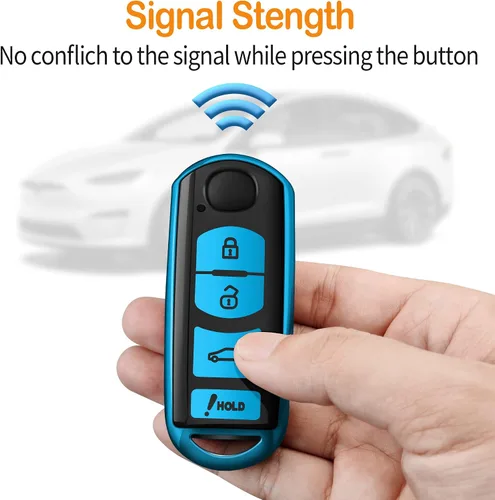 Miniatura 5 de Funda para llavero Mazda con llavero blando de protección completa Compatible con Mazda 3 6 8 Miata MX-5 CX-5 CX-9 (Azul)
