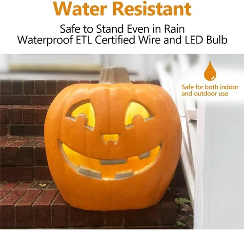 Miniatura 4 de Farol de Halloween, calabaza iluminada con foco LED que funciona con pilas, decoración de calabaza para interiores y exteriores, 20 pulgadas
