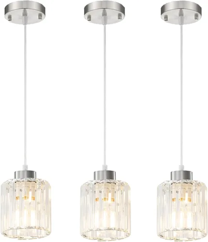 Miniatura 6 de 1 lámpara colgante de níquel cepillado para isla de cocina, moderna lámpara colgante de granja, lámpara de techo ajustable de 39 pulgadas