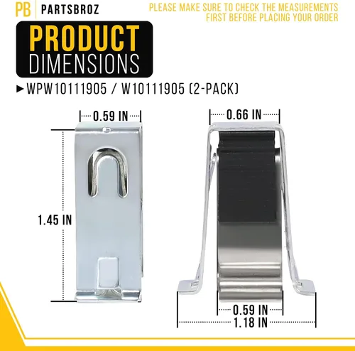 Miniatura 2 de PartsBroz W10111905 WPW10111905 - Cerradura de puerta (paquete de 2) - Compatible con secadora Whirlpool Maytag Kenmore - Sustituye a AP6015097