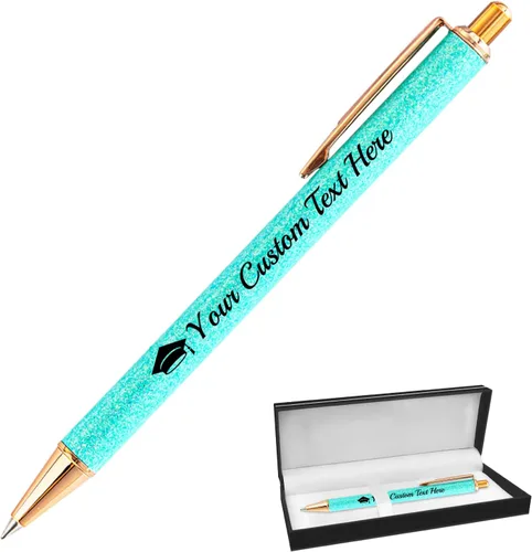 Miniatura 20 de Hasta 100 bolígrafos personalizados con nombre a granel, bolígrafo con purpurina de impresión personalizada, grabado gratis, texto con logotipo
