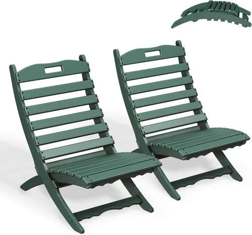 Miniatura 28 de GREENVINES Silla plegable Xavier Wave Sillas Adirondack portátiles Plástico HDPE Silla para fogata para todo tipo de clima Negro