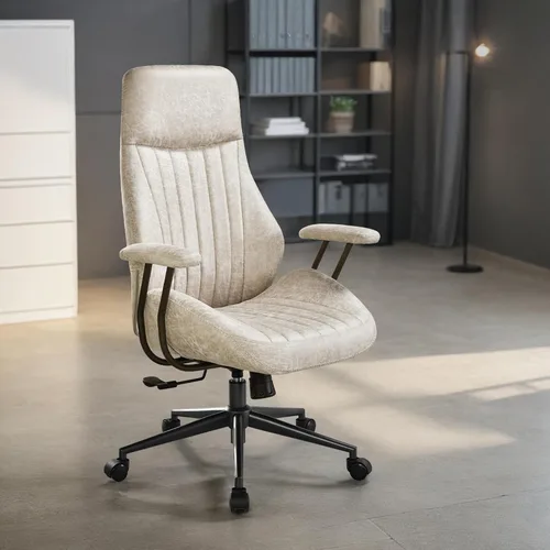 Miniatura 7 de Silla de oficina para el hogar con respaldo alto, silla ejecutiva vintage de mediados de siglo, silla de oficina ergonómica y cómoda con soporte