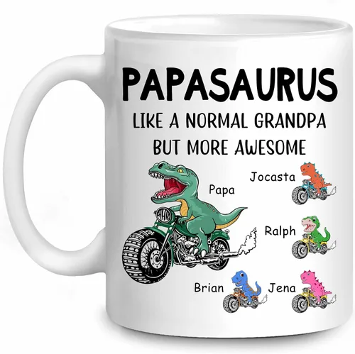 Miniatura 12 de WHIDOBE Taza Papasaurus personalizada (1 niño) Taza personalizada de 11 oz 15 onzas para abuelo, regalo personalizado para abuelo, hombres, él