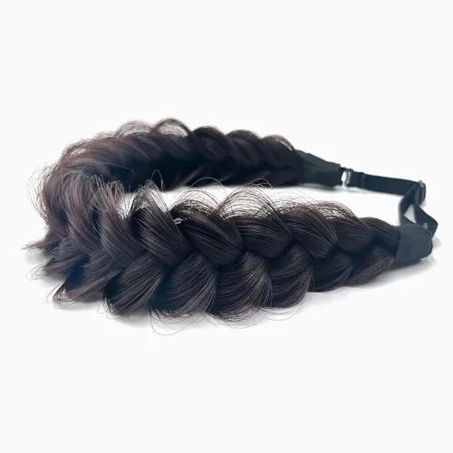 Diadema trenzada de pelo sintético, hebras anchas clásicas, para boda, desordenada, esponjosa, peluca, accesorio de belleza para mujer