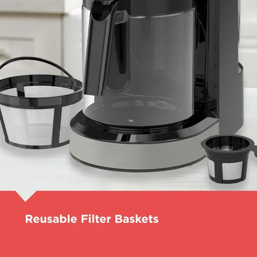 Miniatura 2 de Black+Decker Cafetera doble de 14 tazas con función de limpieza automática, diseño compacto, K-Cup y filtro de tierra reutilizable compatible