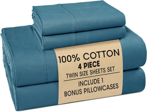 Miniatura 130 de Casa Platino Sábanas de cama individual XL, sábanas de 100 % algodón con 2 fundas de almohada, tejido percal crujiente y sensación acogedora, verde