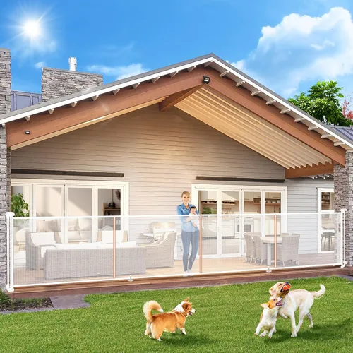Miniatura 13 de Puertas de bebé retráctiles para escaleras, Pravoluxmax puerta retráctil extra ancha de 78" con varillas de soporte para la casa, puerta de Blanco