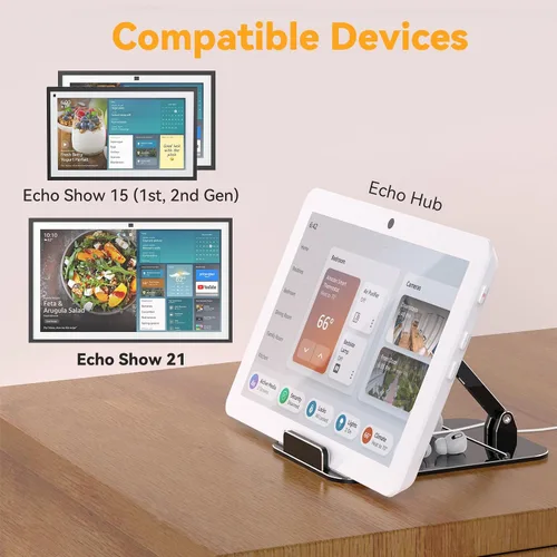 Miniatura 5 de Laivli Soporte de aluminio para Echo Show 15, soporte inclinable para Echo Show 15, con bandeja de almacenamiento, fácil cambio en modo vertical