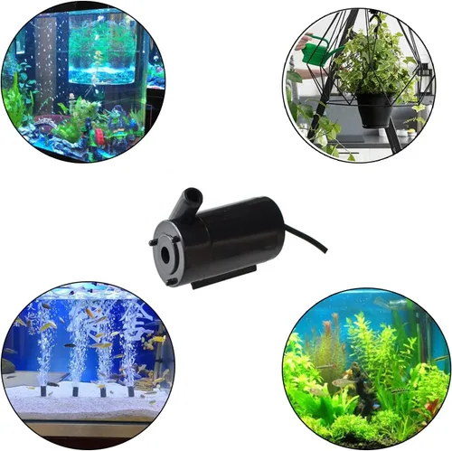 Miniatura 7 de Mini bomba de agua micro sumergible CC de 3 a 5 V para acuarios, pecera, estanque, fuente hidropónica, jardín (2 unidades, negro)