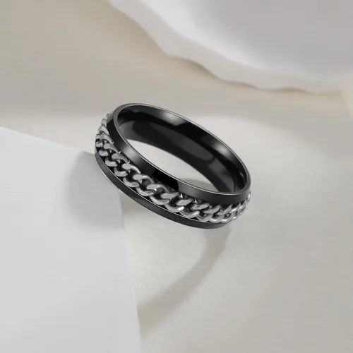 Miniatura 29 de Anillos giratorios para la ansiedad para hombre, anillos clásicos de cadena para mujeres y adultos, anillo de acero de titanio