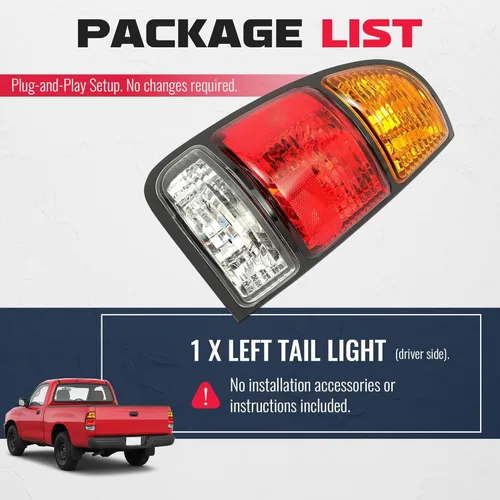 Miniatura 7 de ECOTRIC Luz trasera compatible con Toyota Tundra 2000-2006 Regular/Access Cab Lámpara de freno de señal Luz trasera lado del conductor izquierdo