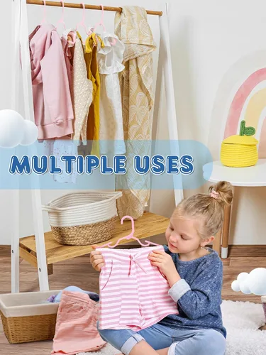 Miniatura 3 de SMARTOR Paquete de 60 perchas para bebé, perchas de plástico de 11.7 pulgadas para armario, perchas para ropa infantil y perchas para bebés, perchas