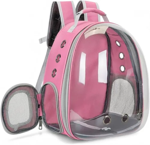 Miniatura 4 de Transportín de Mochila burbuja para mascotas pequeñas y medianas – Diseño de cápsula transparente y transpirable – Bolso de viaje aprobado por Azul