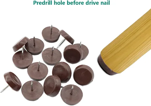 Miniatura 6 de 50 almohadillas redondas de nailon para muebles, resistentes para clavos en muebles, protectores de suelo de madera dura para silla, mesa, Marrón