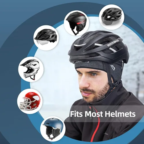 Miniatura 4 de ROCKBROS Gorro de calavera para hombres y mujeres gorro térmico de invierno para correr gorro con agujeros para gafas