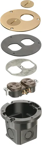 Arlington FLB3520MB-1 Kit de caja redonda de suelo con tapa de latón y tapones roscados, para pisos instalados, 1 banda, latón metálico, paquete de 1