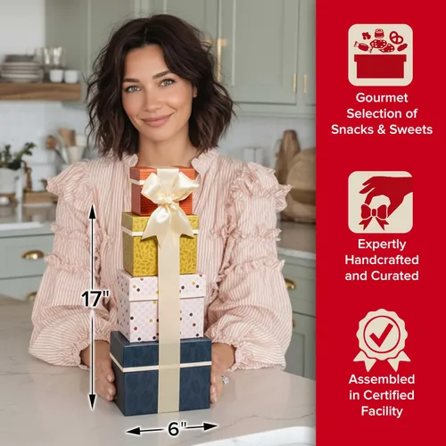 Miniatura 7 de Broadway Basketeers Cesta de regalo de aperitivos en forma de torre, cesta gourmet para familiares, amigos y grupos, cesta de regalo grande dulce
