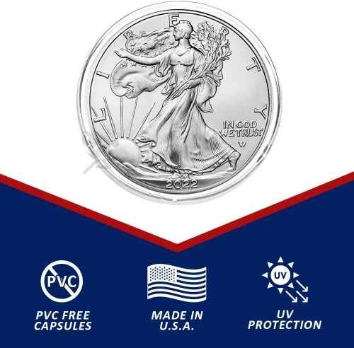 Miniatura 3 de OnFireGuy Tubo de almacenamiento para cápsulas de monedas y 20 porta monedas Air-Tite H40 de ajuste directo para águilas de plata de 1 oz