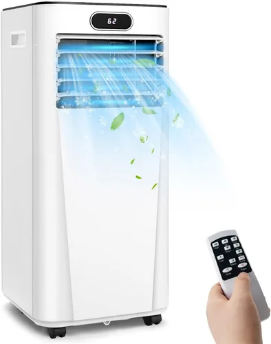 Miniatura 11 de GOFLAME Aire acondicionado portátil 8000BTU, enfriador de aire y deshumidificador 3 en 1 con control remoto, modo de suspensión, 2 velocidades