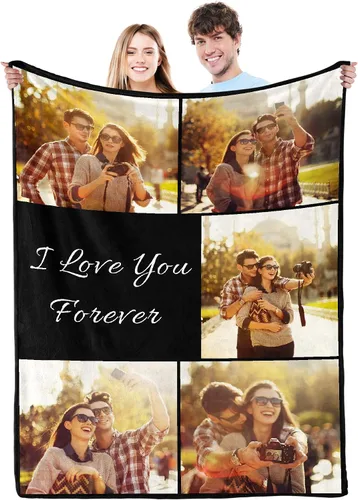 Miniatura 11 de Regalos personalizados para el día de San Valentín para novia, cobijas personalizadas para novio y novia con texto de fotos, regalos personalizados