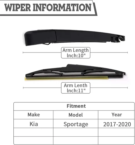 Miniatura 2 de Juego de tuercas de repuesto para brazo y escobilla del limpiaparabrisas trasero para Kia Sportage 2017-2023, Carens 2013-2019, Hyundai I10