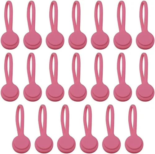 Organizador de cables minimalista de silicona para datos, auriculares y cables de carga, 20 unidades, color rosa oscuro