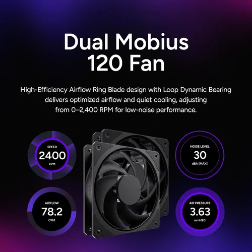 Miniatura 6 de Cooler Master Hyper 612 APEX Enfriador de aire para CPU, ventilador dual Mobius 120 PWM, 6 tubos de calor de cobre compuesto superconductor, 159 mm