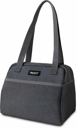 Miniatura 13 de PackIt® Lonchera Hampton congelable, color negro, fabricada con tecnología ECOFREEZE®, plegable, reutilizable, cierre de cremallera con bolsillo