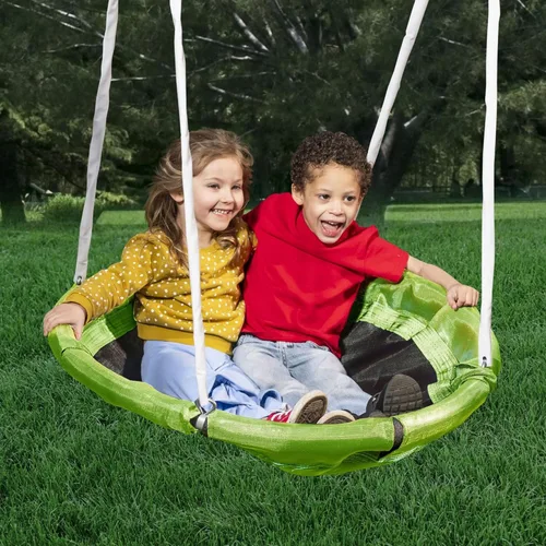 Miniatura 7 de XDP Recreation Surf N Swing - Juego de columpio y juego de 5 estaciones de acero pintado para niños con tobogán ondulado, protectores de piernas