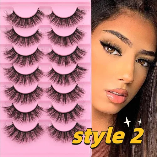 Miniatura 4 de TNFVLONEINS - Pestañas postizas de visón natural, pestañas esponjosas Wispy, pestañas de gata de aspecto natural, extensión 5D, pestañas postizas