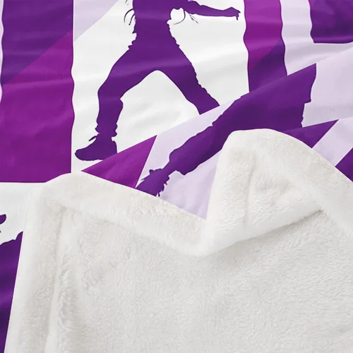 Miniatura 3 de Feelyou Manta Estilo Hip Hop - Manta Sherpa de Vellón de Baile Callejero para Sofá, Silla, Sofá - Manta de Felpa Cálida 50"x60" - Diseño Morado