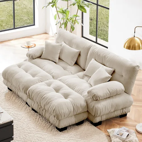 Miniatura 39 de KEIKI Sofá modular de 94 pulgadas con 4 almohadas, cómodo juego de sofá biplaza Cloud para sofá de asiento profundo suave y profundo, sofá biplaza