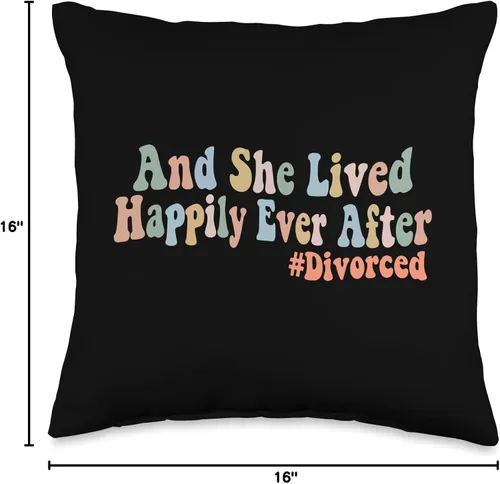 Miniatura 4 de And She Lived Happily Ever After Divorced Groovy - Almohada divertida, 16 x 16 pulgadas, multicolor