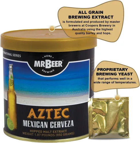 Miniatura 5 de Kit Mr. Beer de repuesto para elaboración de cerveza casera, Cerveza mexicana Aztec, paquete de de 1, Not Applicable