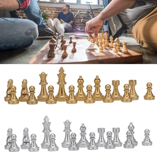 Miniatura 2 de Honio Juego de ajedrez dorado y plateado duradero de 1.93 pulgadas para juegos de rompecabezas