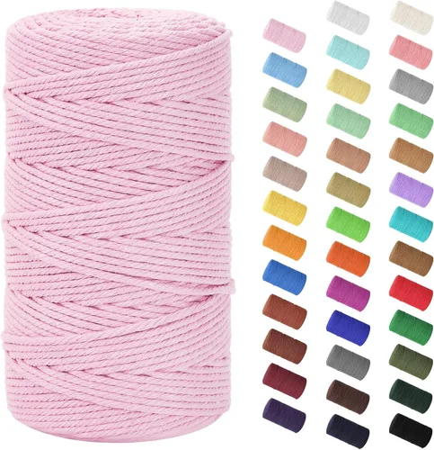 Miniatura 53 de Cordón de macramé de 0.079 in x 380 yardas (1140 pies), cuerda de algodón natural para colgar en la pared, ganchos de plantas, manualidades, Beige
