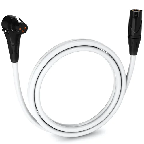 Miniatura 103 de LyxPro Cable de micrófono XLR hembra a macho de ángulo recto de 3 pines de 1.5 pies para altavoces amplificados, interfaz de audio, rendimiento
