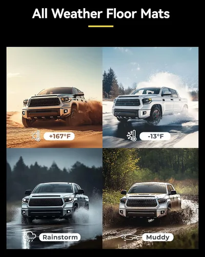 Miniatura 9 de Alfombrillas de Piso 3W Compatibles con Toyota Tundra 2014-2021 (Solo para Cabina CrewMax), Revestimiento de Piso de TPE para Todo Clima con Ajuste