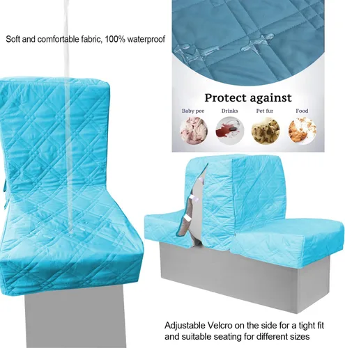 Miniatura 4 de Blue Wave - Fundas de asiento trasero con espalda - Juego de 2 asientos grises de repuesto, microfibra suave, 100% impermeable