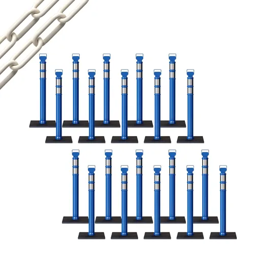 Miniatura 83 de Trafford Industrial - Juego de 20 postes de delineador de 45 pulgadas, collares reflectantes de 3 pulgadas, base de goma de 10 libras